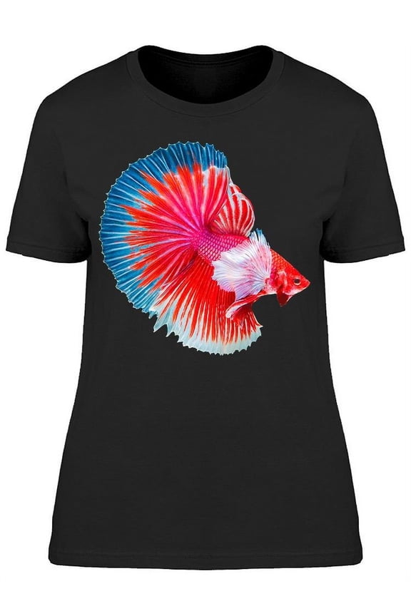 Dumbo Ears Betta Red White Fish T-Shirt Women -Image by Shutterstock, Female Large
