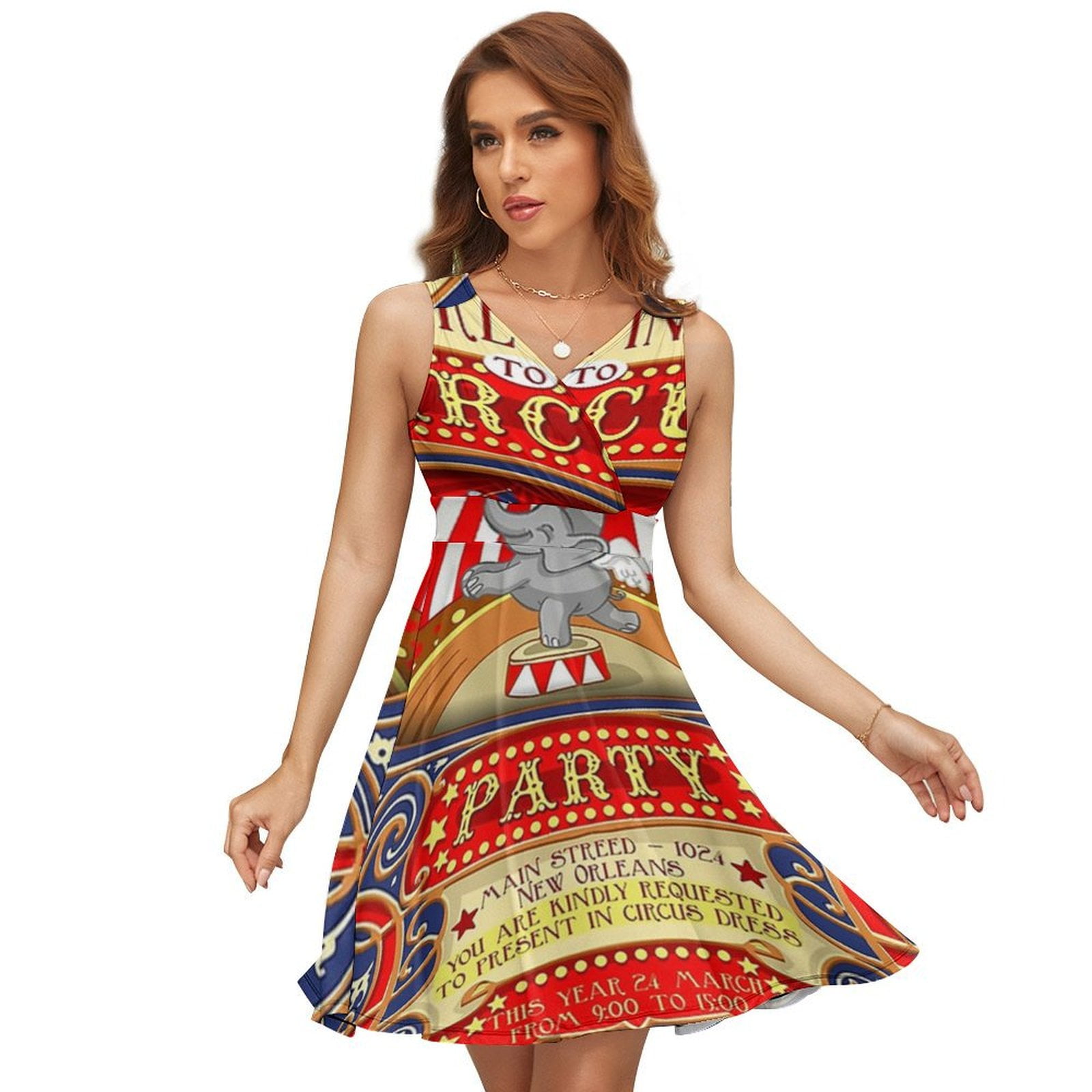 circus theme formal dress Dumbo Flying Elephant Party Sleeveless Women Summer Evening Dresses Ladies Sundress circus formal dress