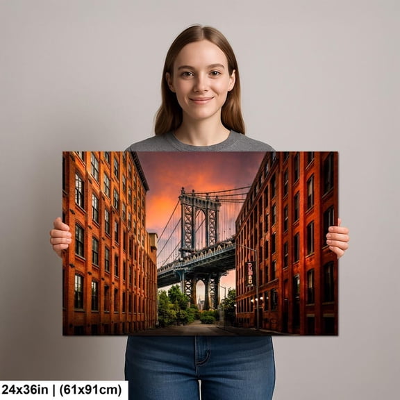 Dumbo Print, Brooklyn Nyc Manhattan Bridge Photography Wall Art, Unframed Paper Poster 8x10in