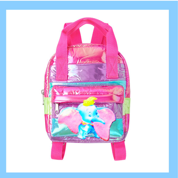 Dumbo Retro-Modern Mini Backpack - 11 Inch Neon Multicolored Sequined - Sparkle & Style!