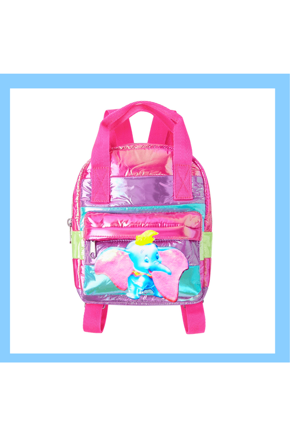 Dumbo Retro-Modern Mini Backpack - 11 Inch Neon Multicolored Sequined - Sparkle & Style!