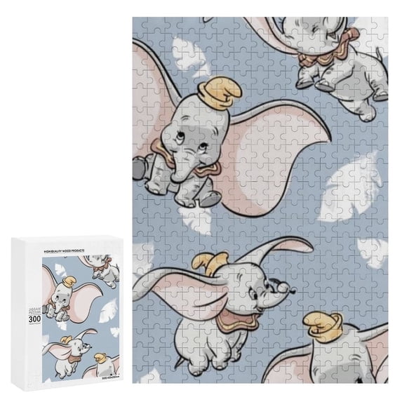 Dumbo Wooden Puzzle for Adults, Challenging Jigsaw Puzzle with Storage Box, 300/500/1000 Pieces Difficult Puzzle for Relaxation And Wall Décor