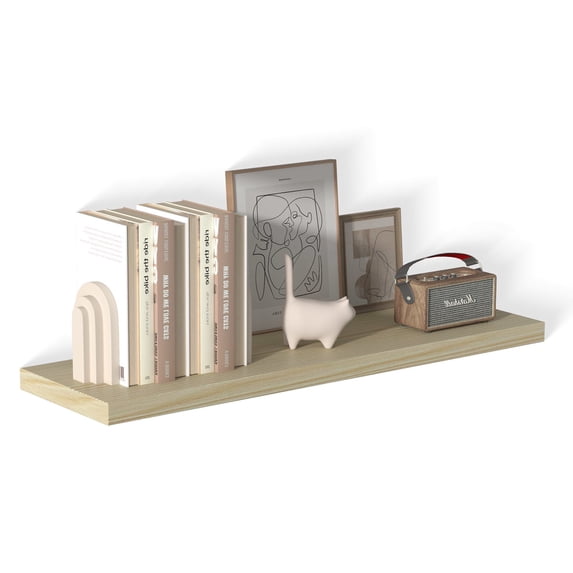 Dumekko 12 Inch Deep Floating Shelves for Wall, 40" W x 12" D x 1.2" H 1 Pack Floating Shelves Large Storage Space Wall Mount Shelf for Living Room, Kitchen, Bathroom, Oak