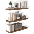 thumbnail image 1 of Dumekko 12 Inch Deep Floating Shelves for Wall, 40" W x 12" D x 1.2" H 3 Pack Floating Shelves Large Storage Space Wall Mount Shelf for Living Room, Kitchen, Bathroom, Rustic Brown, 1 of 8