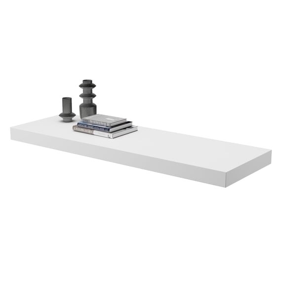 Dumekko Large Floating Shelves for Wall Set of 1 Wooden Wall Shelves 36 in x 12.75 in x 2 in Room Decor Long Shelf with Invisible Wall Mount Bracket for Bedroom, Kitchen, Living Room, White