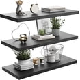 thumbnail image 1 of Dumekko Large Floating Shelves for Wall Set of 3 Wooden Wall Shelves 36 in x 10 in x 1 in Room Decor Long Shelf with Invisible Wall Mount Bracket for Bedroom, Kitchen, Living Room, Black Wood, 1 of 8