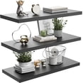 thumbnail image 1 of Dumekko Large Floating Shelves for Wall Set of 3 Wooden Wall Shelves 36 in x 12.75 in x 2 in Room Decor Long Shelf with Invisible Wall Mount Bracket for Bedroom, Kitchen, Living Room, Black, 1 of 7