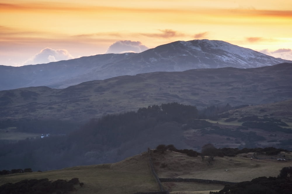 Dumfries Scotland A Hilly Landscape At Sunset Canvas Art - John Short Design Pics (19 x 12)