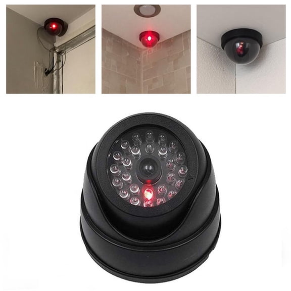 Dummy Dome Security Camera with Blinking LED Light - Realistic Fake CCTV Surveillance for Home & Office Security