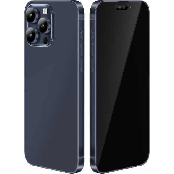 Dummy Fake Prop Phone Compatible with iPhone 15 Pro / 15 Pro Max Non-Working Store Display Phones Kids Pretend Play Phone That Look Real (for 15 Pro Max Blue Blackscreen)