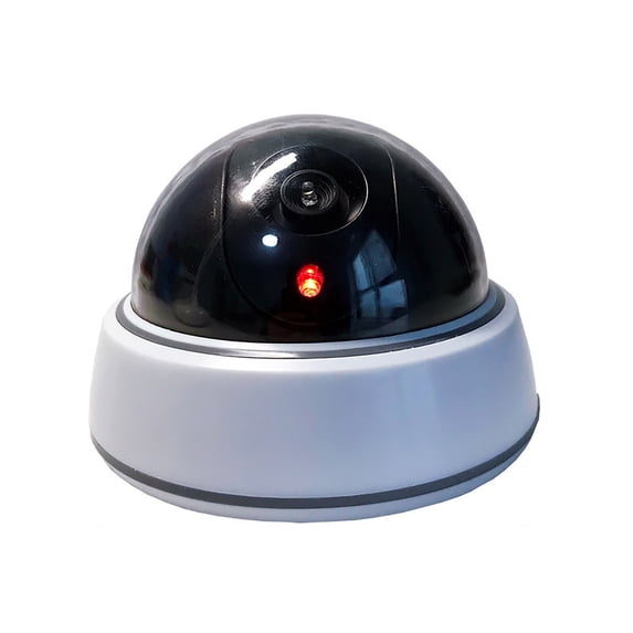 Dummy Security Camera, Fake Dome Surveillance Camera with Flashing Red Led, Realistic Indoor Outdoor Decoy Camera for Home Business, Easy Battery Operated Simulation System