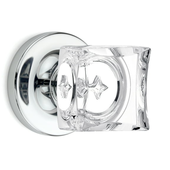 Dummy Square Crystal Door Knobs Polished Chrome Round Rosette