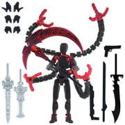 Dummy T13 Multi-Jointed Movable Doll,Dummy 13 Robot Action Figure,3D Printed Figure Set,Titan 13 Figure with Six Arms,Titan13 Action Figure Set,Desk Decoration,Creative Gifts,5.31",Red,Style B
