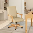 thumbnail image 1 of Dumont Modern High Back Executive Home Office Chair Neutral Cream Beige & Wood, 1 of 10