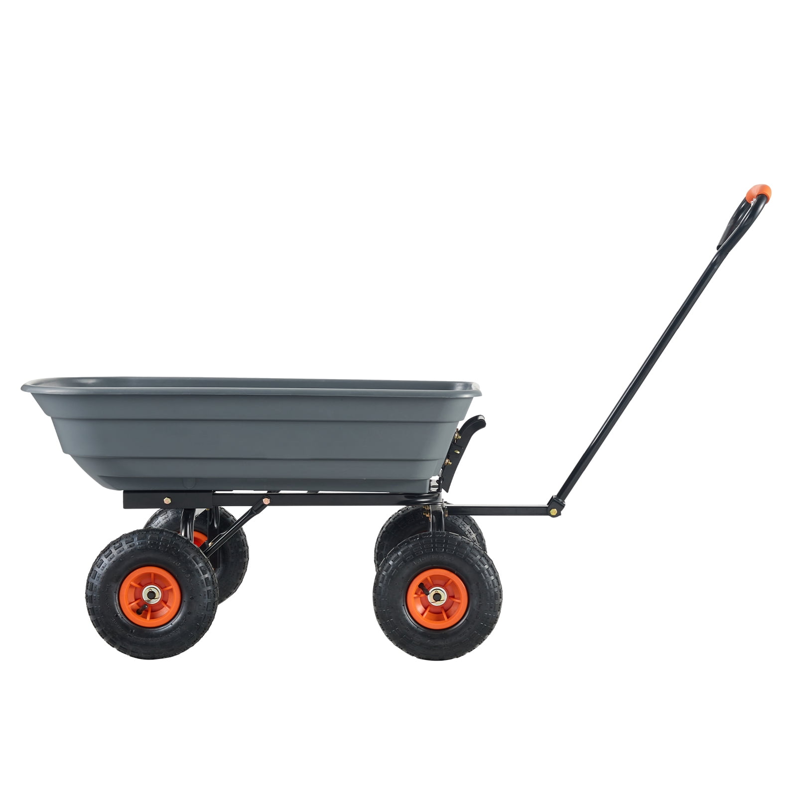 Dump Cart, Poly Garden Dump Cart with Easy to Assemble Steel Frame, Dump Wagon with 2-in-1 Convertible Handle, Utility Wheelbarrow 600 lbs Capacity, 10 inch Tires