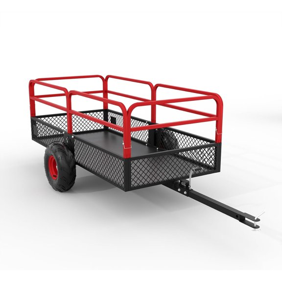 Dump Trailer Tow Behind Dump Cart, 1500 lbs 22 Cu. Ft, Steel Construction Garden Utility Trailer with Removable Sides for Riding Lawn Mower Tractor