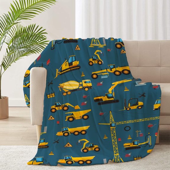 Dump Truck Bulldozer Flannel Lightweight Blankets Quilt Plush Fleece Soft Bedding Throw Blanket for Couch and Bed 80"x60" for Adult
