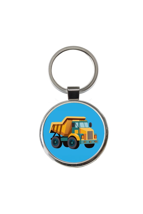 Dump Truck Cute Metal Round Keychain