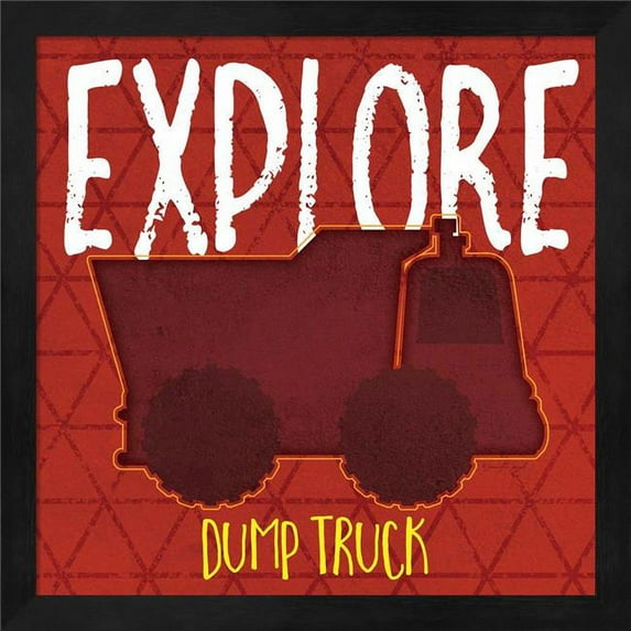 Dump Truck Explore by Jennifer Pugh, Framed Wall Art, 13.25W x 13.25H