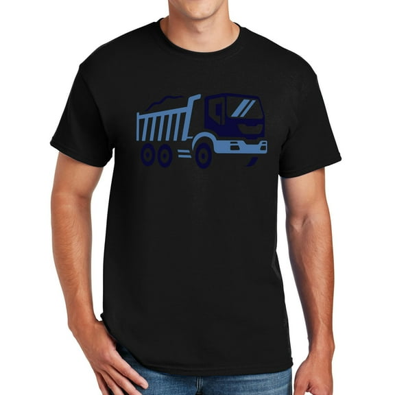 Dump Truck Graphic Design Men's Big Size Cotton Polyester DryBlend T-Shirt - Black 5XL