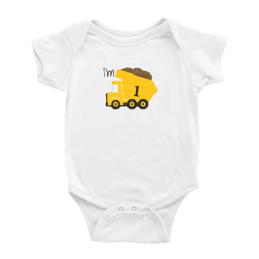 Dump Truck I'm 1st 1 year old Funny Baby Bodysuit For Boy Girl