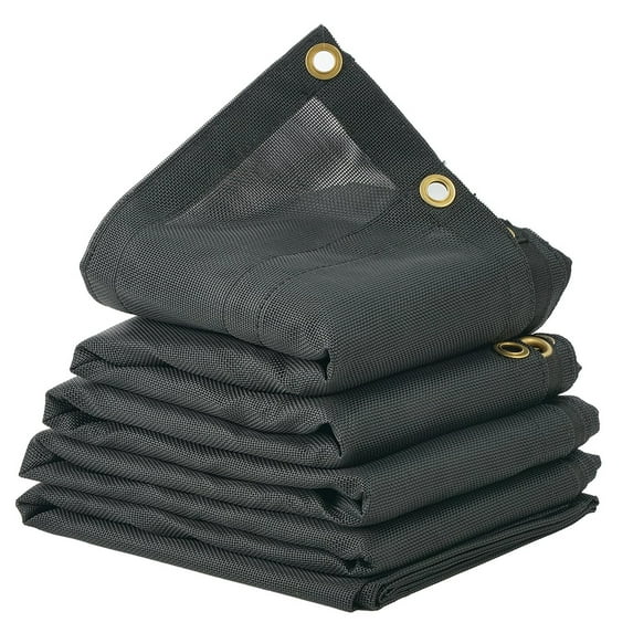 Dump Truck Mesh Tarp, 6 x 14 ft Black Heavy Duty Cover with 5.5" 18oz Double Pocket, Brass Grommets, Reinforced Double Needle Stitch Webbing Fits Manual, Truck System, Electric, Dump, Black
