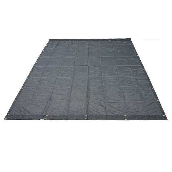 Dump Truck Mesh Tarp 7.5x18 ft, Black Heavy Duty PVC Coated Cover with 18oz Double Pocket (5.5"), Brass Grommets & Reinforced Stitching for Manual/Electric Systems