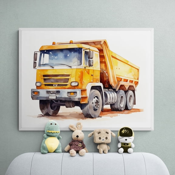 Dump Truck Nursery Art, Construction Print, Unframed Paper Poster 8x10in