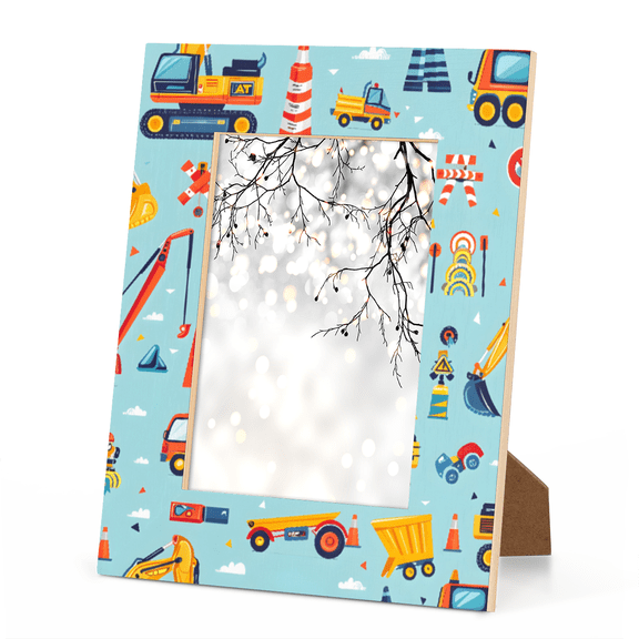Dump Truck Picture Frame, Construction Theme 57 in Eco Wood & Acrylic Photo Frame for Kids Room, Wall & Tabletop Decor, 5mm Thick