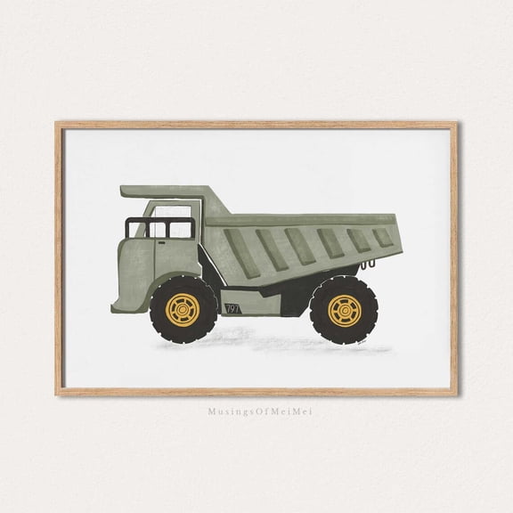 Dump Truck Print Boys Room Decor Kids Room Wall Art Construction Birthday Party Construction Truck Wall Art Modern Wall Decor