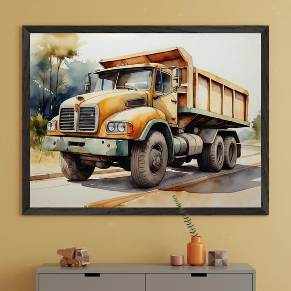 Dump Truck Style Wall Art Construction Vehicle Nursery Decor Boys Room Industrial Unframed Paper Print