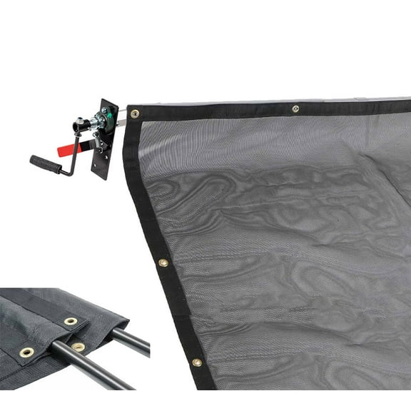Dump Truck & Trailer Tarp Kit with 7' x 22' PVC Double Pocket Mesh Tarp - Manual Hand Crank Cab Level Dump Truck Tarp System to Prevent Load Spillage