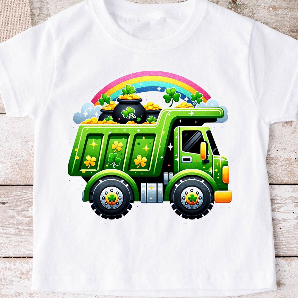 Boys St. Patrick's Day Dump Truck Sweatshirt - Soft Polycotton Fleece, Long Sleeve, Screen Printed