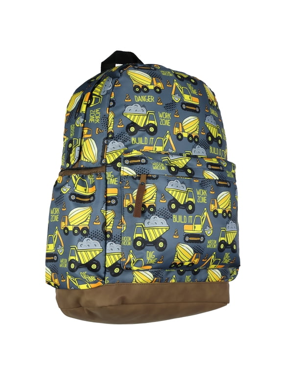 Dump Trucks 16" Backpack Construction Vehicles Travel School Book Bag for Daily Use