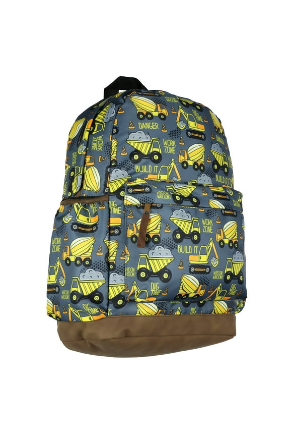 Dump Trucks 16" Backpack Construction Vehicles Travel School Book Bag for Daily Use