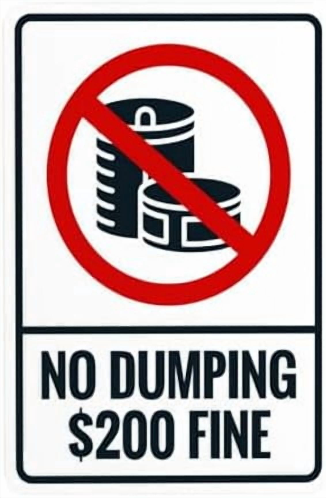 No Dumping $200 Fine Warning Sign, Metal Signs for Business Home ...