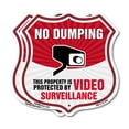 thumbnail image 1 of No Dumping Shield Sign This Property Is Protected By Video Surveillance (2 Pack) 12 inch X 12 inch Shield-Shaped Rust-Free Aluminum Metal Signs Weather Resistant, UV Protected Made in, 1 of 7