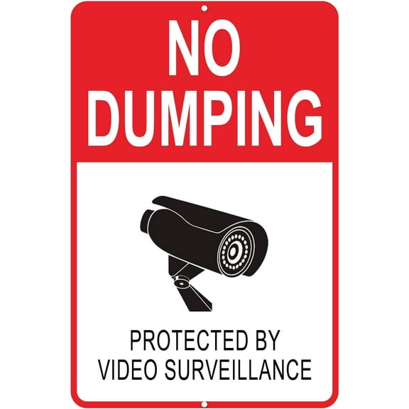 No Dumping Signs 12 x 8 Inches Aluminum No Garbage Sign This Property is Protected by Video Surveillance Sign No Dumping Signs Violatores will be Prosecuted (A)