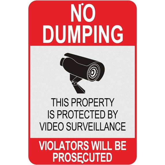 No Dumping Signs 12 x 8 Inches Aluminum No Garbage Sign This Property is Protected by Video Surveillance Sign No Dumping Signs Violatores will be Prosecuted (A)
