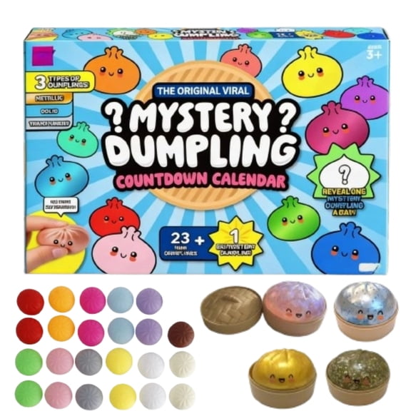 Dumpling Advent Calendar, 24-Day Dumpling Squeeze Toys Bun Bao Bun Mystery Advent Countdown Calendar