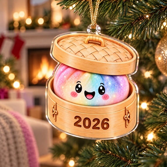 Dumpling Christmas Ornaments, Gift for Teens Christmas Tree Decrations, Cute Acrylic Colorful Dumpling for Home Decor