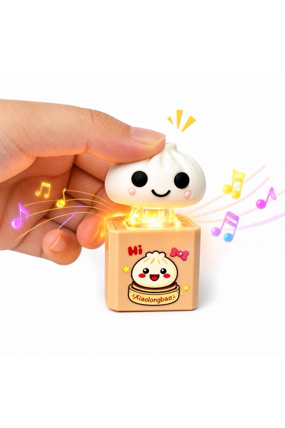 Dumpling Clicker Keychain - Light Up Sound Button Fidget Toy for Backpack