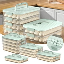 Dumpling Cookie Container 4 Layer Freezer Food Storage Transparent Stackable Sealed Kitchen Organizer - Airtight