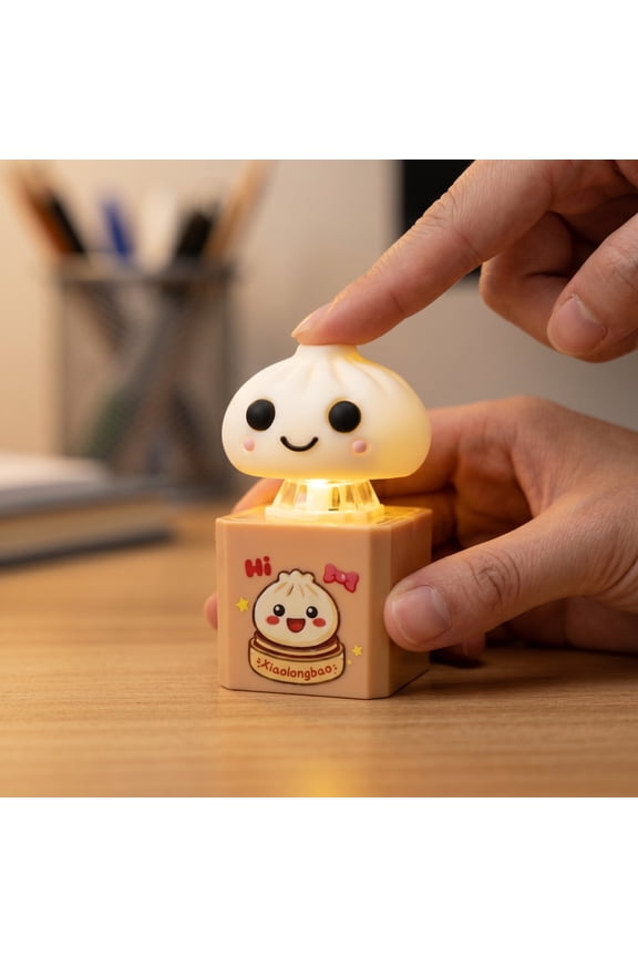 Dumpling Fidget Toys with Light, Interactive White Button Keychain with Sound, Stress Relief Keychain Portable (1pc)