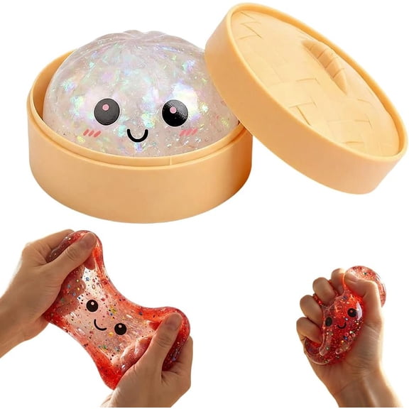 Dumpling Glitter, Dumpling Glitter Squishies, Dumplings Squishies, Stress Relief Fidget, Soft Squeeze Decompression Dough, Giant Glitters Dumplings (White)