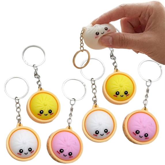 Dumpling Keychain, Dumpling Fidget Keychain with Steamer Basket, Soft ...