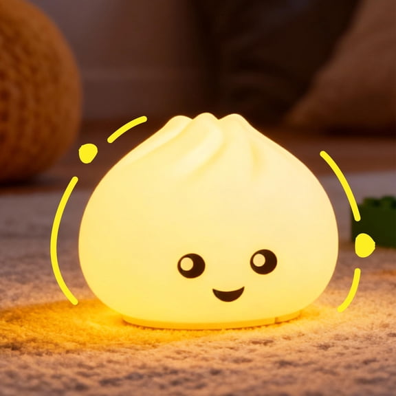 Dumpling LED Night Light - 7 Color Changing Touch Lamp, Rechargeable Portable Soft Silicone Lamp for Bedroom Decor, Warm Light Mood Lighting