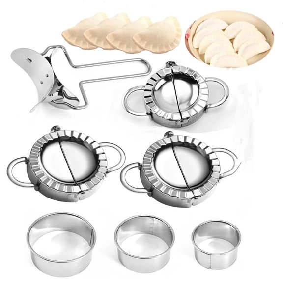 Dumpling Machine & Mold Set - 7-Piece Dumpling Press & Cutter, Filling Tool for Wonton, Cake Dough - 7 Packs