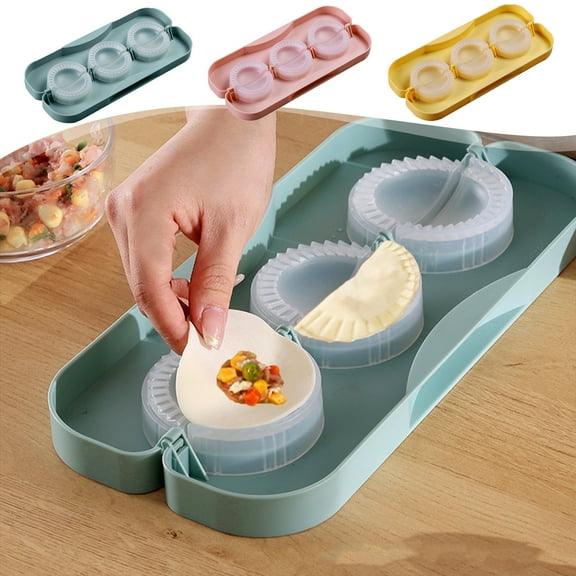 Dumpling Maker Press with 3 Mold Compartments, Dishwasher Plastic Dumpling Wrapper Tool for Potstickers, Ravioli, Empanadas and Calzones