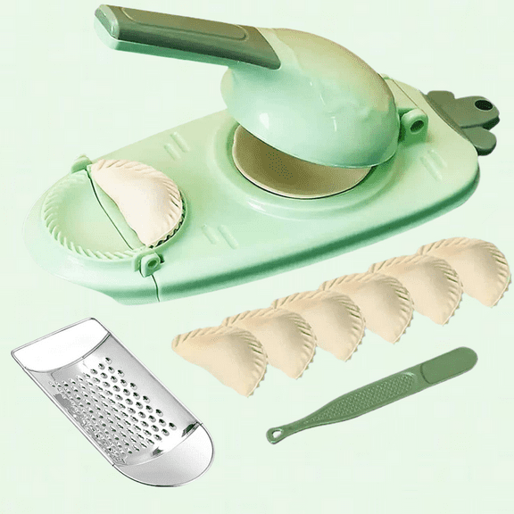 Dumpling Maker and Mini Portable Cheese Grater - 2-in-1 Kitchen Press for Homemade Dumplings - BPA-Free